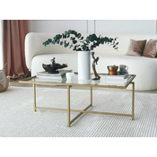 Klubska mizica Kailua 1281 (Zlata) Zlata, 35x64x94cm, Kaljeno steklo, Kotna