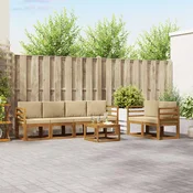 Set vanjskih sofa s jastukom 7 pcs Prirodna i bež