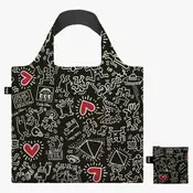 LOQI zložljiva vrečka Keith Haring, Black Pattern, Recycled