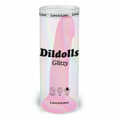 Dildolls Glitzy - dilda od silikona s čepom (roza)