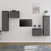 Vidaxl vidaXL TV omarice, komplet 4 kosov, sive, masivni borov les