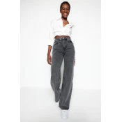 Trendyol Anthracite High Waist Wide Leg Jeans