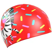 Mad wave zebra swim cap junior red