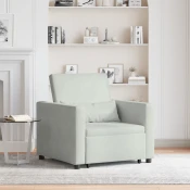 Sofa na razvlacenje Singl s kotacima Svjetlosiva Baršun