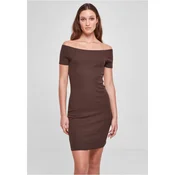 Womens Dress Off Shoulder Rib Brown