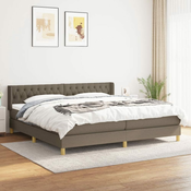 Greatstore Box spring postelja z vzmetnico taupe 200x200 cm blago