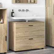 vidaXL Kopalniška omarica s predalom sonoma hrast 76.5 x 35 x 64 cm