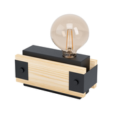 EGLO Stona lampa LAYHAM E27 20 cm crna/drvo 43469