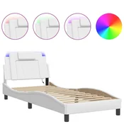 Vidaxl Posteljni okvir Viana z LED brez vzmetnice bel 90x200 cm