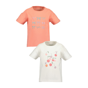 BLUE SEVEN Majica svetlo oranžna/rosé/srebrna/naravno bela
