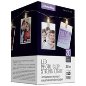 COLORWAY LED foto žebljički/20 LED diod/dolžina 3 m/topla bela/USB napajalnik