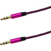 Tekstilni AUX kabel 2x3,5mm Vijolično-črn