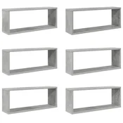 Vidaxl Stenske police kockaste 6 kosov betonsko sive 60x15x23 cm