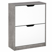 HOMCOM HOMCOM Prostorsko varčna omara za čevlje z dvema vratoma za 8 parov čevljev, moderno pohištvo v sivi in beli barvi, 62,5x26x81cm, (20745486)
