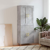 Greatstore Visoka komoda betonsko siva 69,5x34x180 cm inženirski les