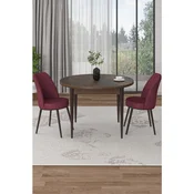 Hanah Home trpezarijski set Tor, sto i 2 stolice, ploca u dekoru drveta Baroque, bordo tkanina Babyface