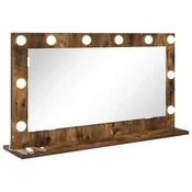 Vidaxl Ogledalo za toaletno mizico Dimljeni oreh 80 x 45 x 18 cm