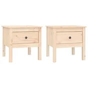 Vidaxl Stranske mizice 2 kosa 50x50x49 cm trdna borovina