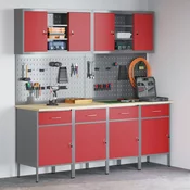 vidaXL vidaXL 10-delni set delovne omare in pegboard rdeče MDF in kovine, (22047418)