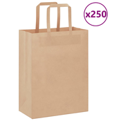Papirnate vrecice 250 kom s ruckama smede 21x11x28 cm
