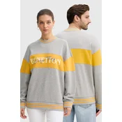 Bombažen pulover United Colors of Benetton x Stranger Things siva barva, 342ZU10BA