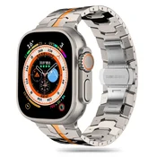 Jekleni pas Techsuit W063 za Apple Watch (42mm/44mm/45mm/46mm/49mm) - srebrn/oranžen