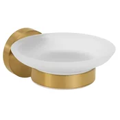 X-ROUND GOLD držalo za milo, mat steklo, zlata mat barva - Zlata mat barva - 110x55x129 mm - Sapho - X-ROUND - 24 - Medenina; steklo - Posoda za milo - Krožni - PVD premaz - 110 - 55 - 129 - 14