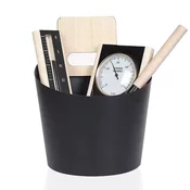 Topsauna Savna set - Vedro, zajemalka, termometer z higrometrom, peščena ura, les/aluminij - črna