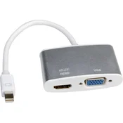 ROLINE Roline Mini-DisplayPort / VGA adapterski kabel mini DisplayPort vtič\, VGA 15-polna vtičnica 0.10 m srebrna 12.03.3161 DisplayPort kabel, (20415480)