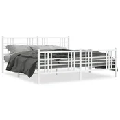 Vidaxl Kovinski posteljni okvir z vzglavjem in vznožjem bel 183x213 cm
