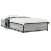Vidaxl Posteljni okvir siva sonoma 75x190 cm inženirski les in kovina