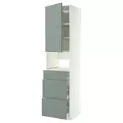 METOD / MAXIMERA Visoki element za ugradb uredaje, bijela/Nickebo matirano, sivo-zelena, 60x60x240 cm