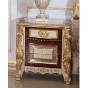 Casa Padrino luxury baroque bedside table white/beige/brown/gold - Magnificent baroque bedside table with 3 drawers - Luxury bedroom furniture in baroque style - Baroque furniture
