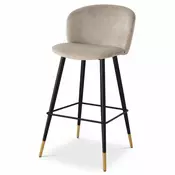 Casa Padrino Luxury Velvet Bar Stool Beige/Black/Gold H. 102 cm - Bar Furniture