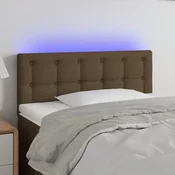 Vidaxl vidaXL Vzglavje postelje z LED diodo temno rjavo 90x5x78/88 cm blago