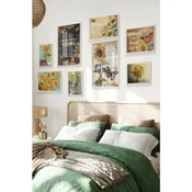 WallXpert set od 8 manjih uramljenih slika Çgs-025, suncokreti i leptiri – akvareli, rusticne daske i inspirativni natpisi, beli ram