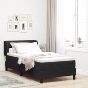 vidaXL Box Spring postelja z vzmetnico, črna, 90x190 cm, žamet