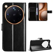 GS Preklopni ovitek za Oppo Find X9 Ultra, denarnica Crazy Horse, črna