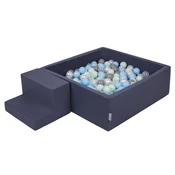 shumee KiddyMoon penasto igralo PPZP-KW30D-122 z žogicami temno modra: biserno siva-prozorna-babymodra-mint bazen 200/stopenjsko igralo igralo