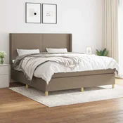 Greatstore Box spring postelja z vzmetnico taupe 180x200 cm blago