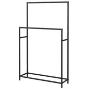 Homestar Samostoječi obešalnik za brisače z 2 palicama 66x20x110 cm črne barve