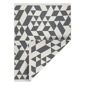 eoshop Geometrijska preproga TWIN 22992, bombažna, obojestranska, z ekološkimi robovi - antracitna/krem ( - Velikost: 80x150 cm)
