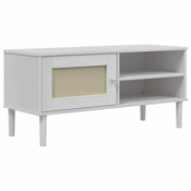 TV ormaric SENJA izgled ratana bijeli 106x40x49 cm od borovine