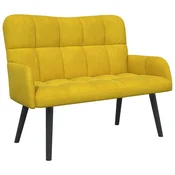 Vidaxl Kavč za 2 osebi Rumena 115 x 61 x 87 cm Žamet