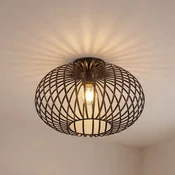 Stropna svetilka Lindby Rosalea, bakrena barva, kovina, 40 cm, E27 - Dnevna soba/jedilnica - Sodobni - črna, brušeni baker