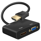 AVIZAR HDMI moški na HDMI in VGA ženski avdio vhod in polnjenje, ČRN, (21261885)