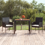 Vrtni stol s drvenom plocom crni 90 x 90 x 75 cm od poliratana