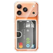 AVIZAR Ovitek za iPhone 17 Pro – vgrajen žep za kartice in ojačani vogali, Prozorna, (5000274976)