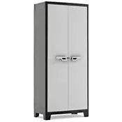 Keter Titan Kunststoffschrank, hoch, schwarz/grau, 80 x 44 x 182 cm, inklusiv 4 Einlegeböden mit je 30kg Tragkraft, für drinnen und draußen, UV- und wasserbeständig, aus 70% recycelten Materialien