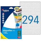 Okrogle etikete 8mm Agipa A5 bele